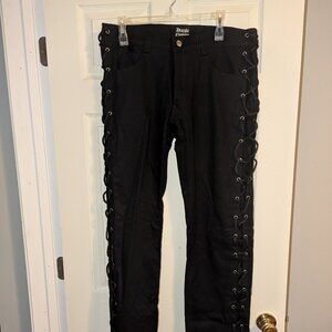 Dracula Clothing black laced men's pants 34 waist goth jeans cotton denim gothic